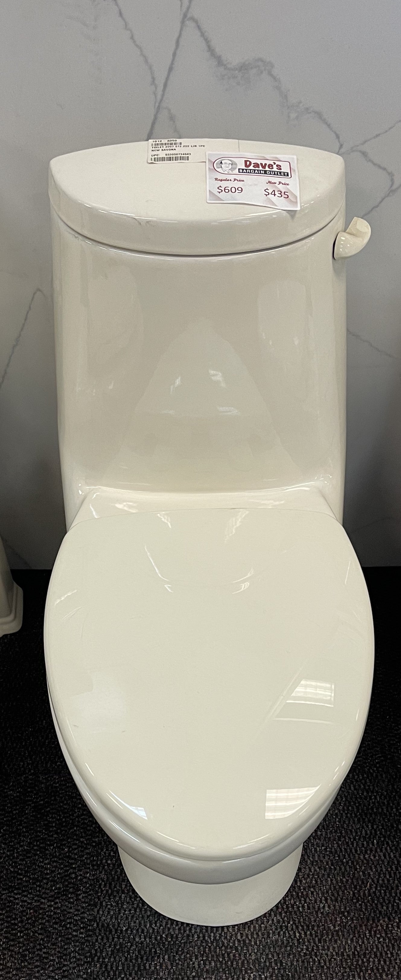 New Savona 1-pc Toilet w/Seat Elongated Linen