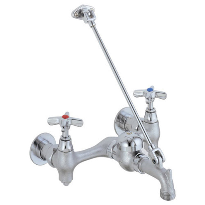 Two Handle Cross Wall Mount Service Faucet In Rough Chrome