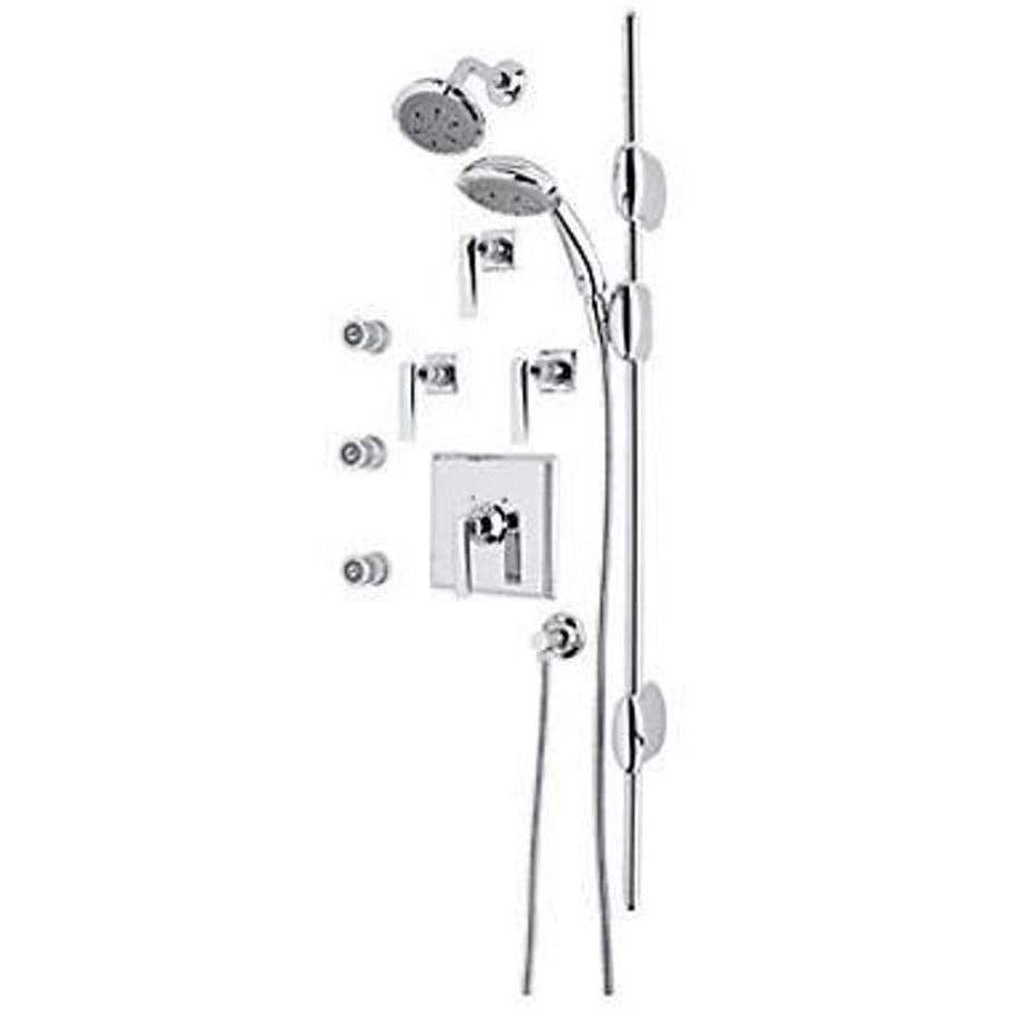 Rohl Vincent Shower System with Thermostatic Valve Trim, Shower Head, Hand Shower, Slide Bar, (3) Body Sprays, (3)Volume Control Trim, Shower Arm, Wall Outlet and Metal Lever Handles