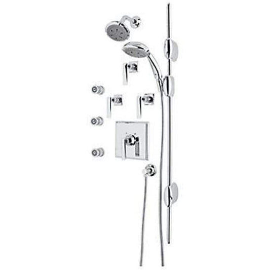 Rohl Vincent Shower System with Thermostatic Valve Trim, Shower Head, Hand Shower, Slide Bar, (3) Body Sprays, (3)Volume Control Trim, Shower Arm, Wall Outlet and Metal Lever Handles
